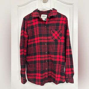 Field & Stream Womens Top Lightweight Red Flannel Shirt Plaid Size Large